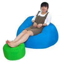 Gối lười hạt xốp hình giọt nước màu Xanh nước biển (Chất liệu Kate phi mát lạnh) Size M