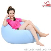 Gối lười hạt xốp hình giọt nước màu xanh da trời GL001 (Chất liệu Kate phi) Size M